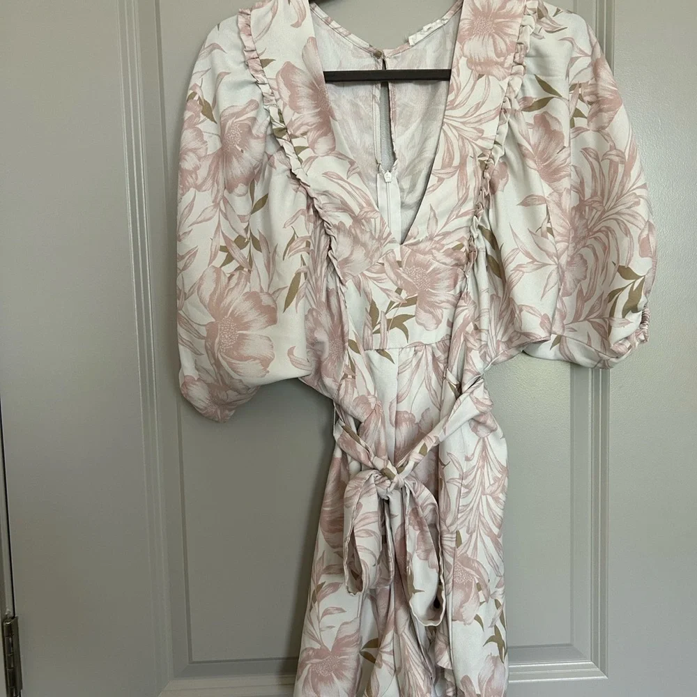 Floral Puff Sleeve Dress with Tie Waist